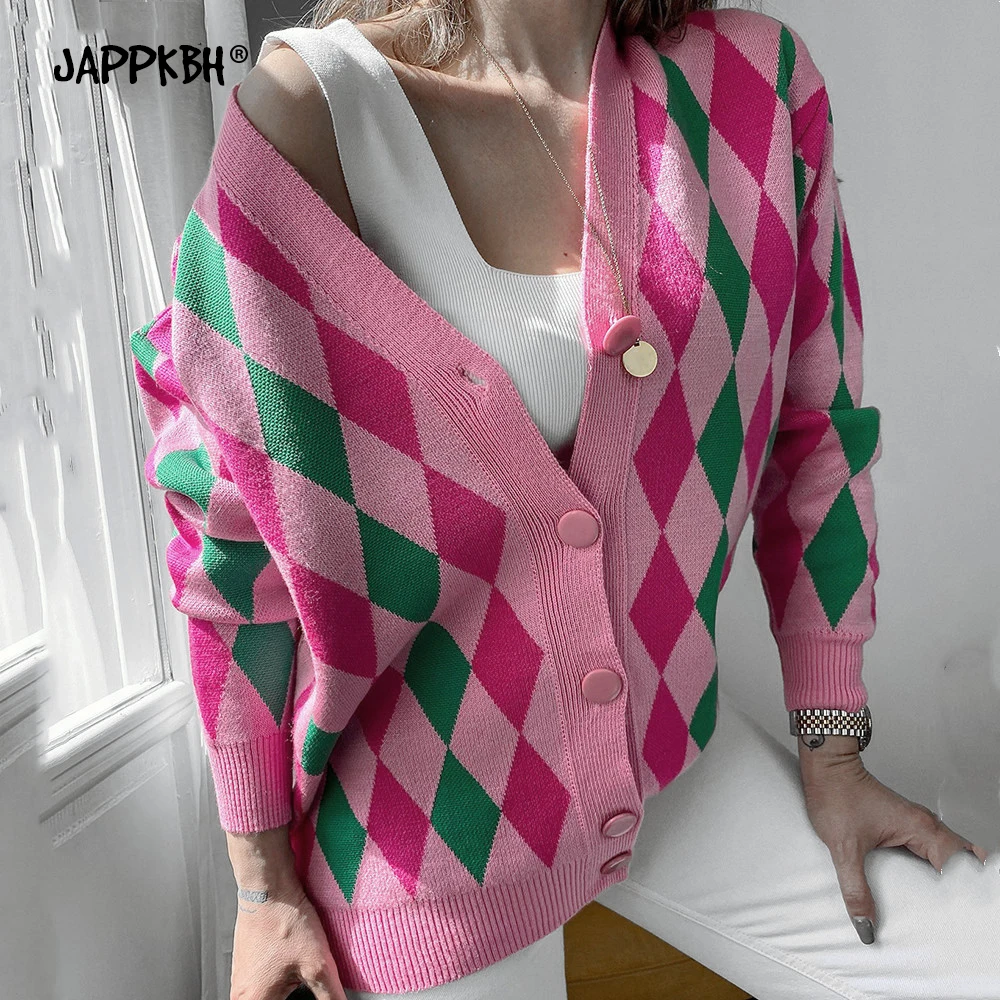 2021 Autumn Winter Diamond Lattice Cardigan Women Oversized Long Sleeve Button Casual Loose Knitted Sweater Vintage Cardigans
2021 Autumn Winter Diamond Lattice Cardigan Women Oversized Long Sleeve Button Casual Loose Knitted Sweater Vintage Cardigans