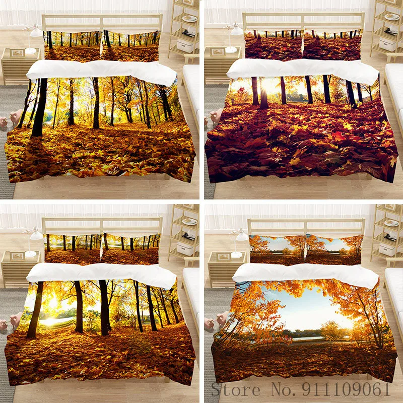 Autumn Forest Scenery 3D Printed Soft Comfortable Bedding Set Quilt Cover and Pillowcase Single Queen King Size Home Textiles
Autumn Forest Scenery 3D Printed Soft Comfortable Bedding Set Quilt Cover and Pillowcase Single Queen King Size Home Textiles