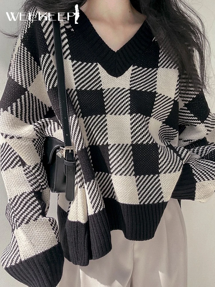 Weekeep Y2k Plaid Oversized Sweater Harajuku Women Loose Long Sleeve Streetwear Girls Jumpers Autumn Winter Casual Knit Pullover
Weekeep Y2k Plaid Oversized Sweater Harajuku Women Loose Long Sleeve Streetwear Girls Jumpers Autumn Winter Casual Knit Pullover