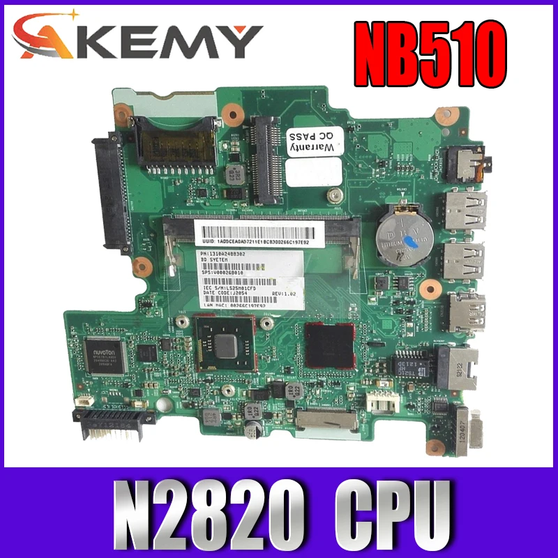 Материнская плата AKEMY V000268040 для ноутбука TOSHIBA Satellite NB510 N2820, материнская плата для ноутбука 6050A2488301-MB-A02 SR0DA DDR3
Материнская плата AKEMY V000268040 для ноутбука TOSHIBA Satellite NB510 N2820, материнская плата для ноутбука 6050A2488301-MB-A02 SR0DA DDR3