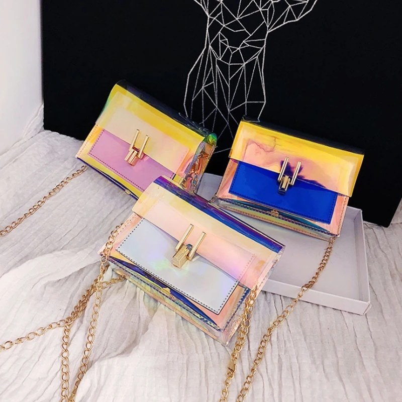 2021 Women Summer Laser Transparent Bags Fashion Women Korean Style Shoulder Bag Messenger PVC Waterproof Beach Bag Coin Purses
2021 Women Summer Laser Transparent Bags Fashion Women Korean Style Shoulder Bag Messenger PVC Waterproof Beach Bag Coin Purses