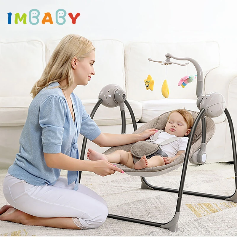 Детское кресло-качалка IMBABY электрическое складное для новорожденных | Мать и
