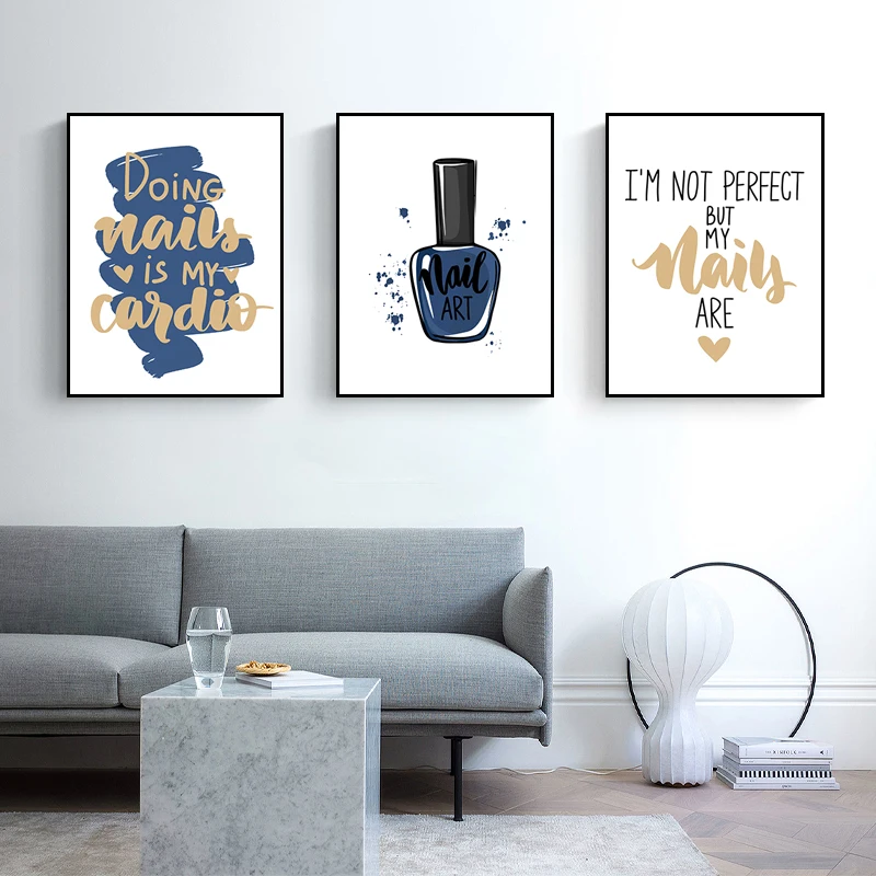 Perfect Nails Quote Wall Picture Beauty Salon Canvas Painting Blue Makeup Art Print Poster Nail Polish Home Decor HD3085
Perfect Nails Quote Wall Picture Beauty Salon Canvas Painting Blue Makeup Art Print Poster Nail Polish Home Decor HD3085