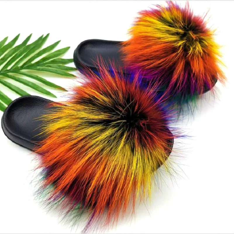 Summer Ladies Fur Slides Real Fox Fur Slippers Fashion Raccoon Fur Flip Flops Cute Fluffy Sandals Plush Women Home Furry Shoes
Summer Ladies Fur Slides Real Fox Fur Slippers Fashion Raccoon Fur Flip Flops Cute Fluffy Sandals Plush Women Home Furry Shoes