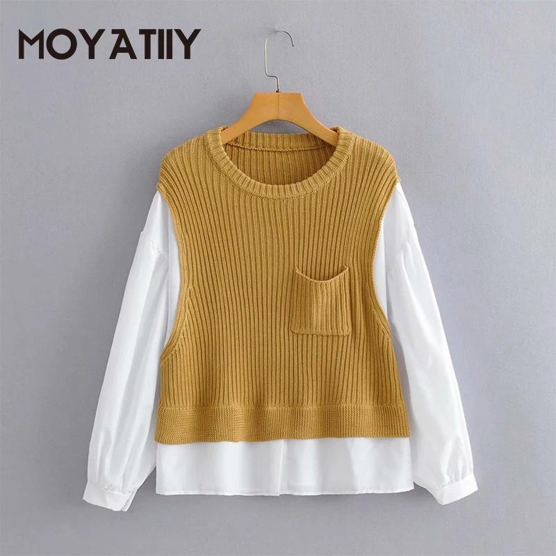 MOYATIIY Fashion Women Spring Autumn Sweaters Patchwork Kintted Pullovers Highstreet Cool Jumper Female Tops with Pockets
MOYATIIY Fashion Women Spring Autumn Sweaters Patchwork Kintted Pullovers Highstreet Cool Jumper Female Tops with Pockets