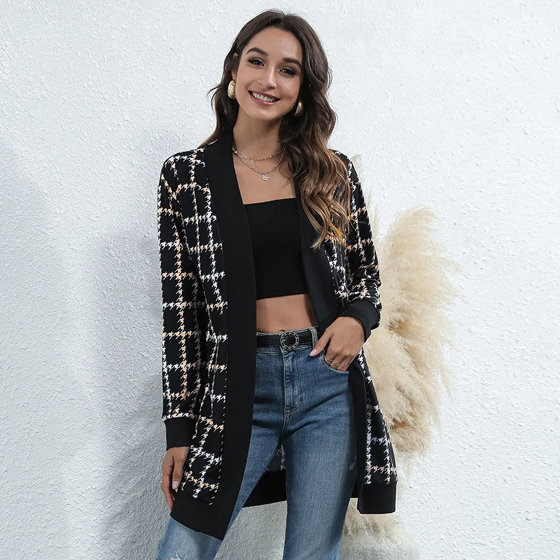 WYWMY Black Plaid Cardigan Women's Sweaters Long Sleeve Leopard Coats Spring Autumn Casual Loose Knitted Cardigan Sweaters Women
WYWMY Black Plaid Cardigan Women's Sweaters Long Sleeve Leopard Coats Spring Autumn Casual Loose Knitted Cardigan Sweaters Women