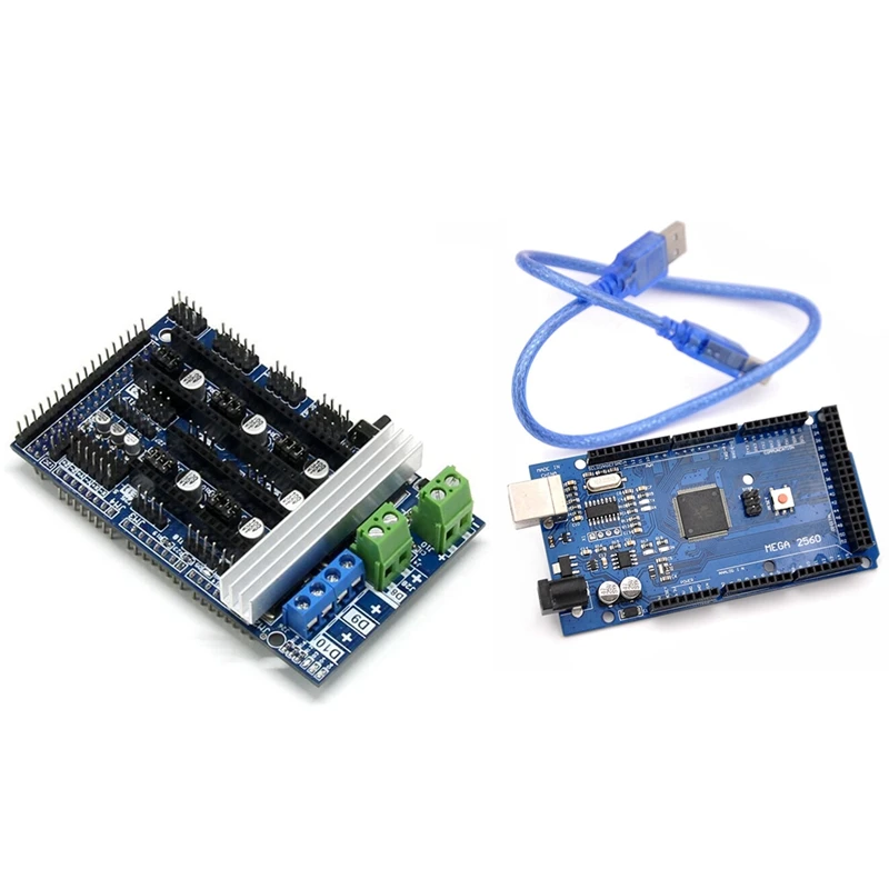 Пандусы 1,6 панель управления расширения с радиатором Ramps & Mega 2560 R3 Mega2560 REV3 (Atmega2560-16AU CH340G) доска
Пандусы 1,6 панель управления расширения с радиатором Ramps & Mega 2560 R3 Mega2560 REV3 (Atmega2560-16AU CH340G) доска