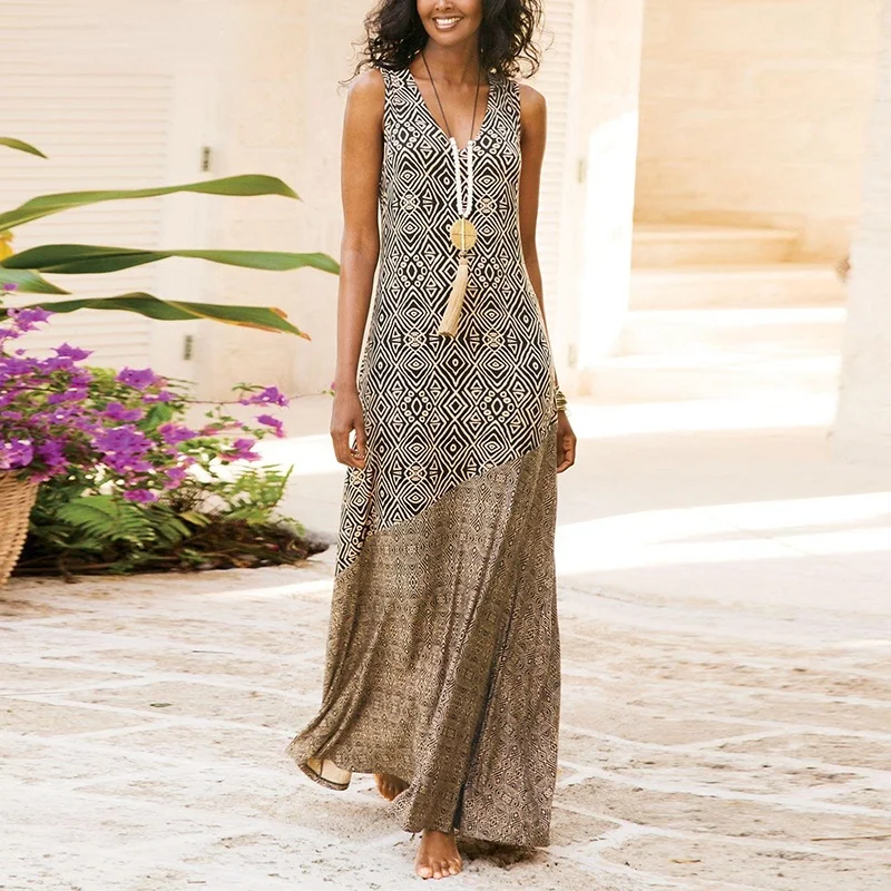 Vintage Print Dress Plus Size Sleeveless V Neck Fashion Summer Long Dress Women Elegant Beach Party Dresses For Women 2021
Vintage Print Dress Plus Size Sleeveless V Neck Fashion Summer Long Dress Women Elegant Beach Party Dresses For Women 2021
