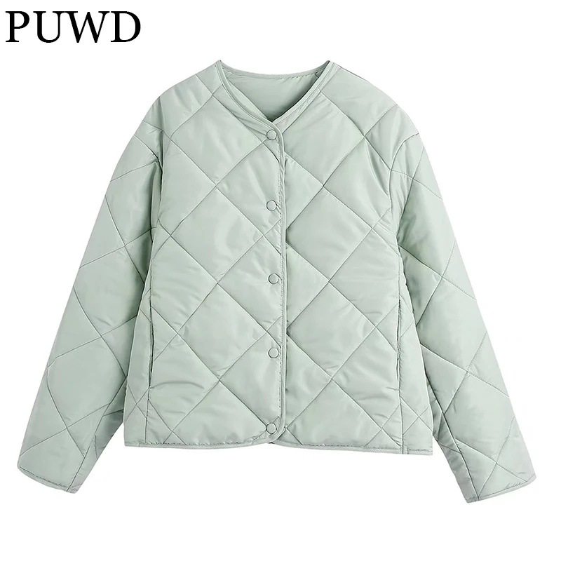 PUWD Loose Women Light Button Cotton Jacket Autumn/Winter 2021 V-neck High Street Solid Parka Diamond Plaid Female Thick Outwear
PUWD Loose Women Light Button Cotton Jacket Autumn/Winter 2021 V-neck High Street Solid Parka Diamond Plaid Female Thick Outwear