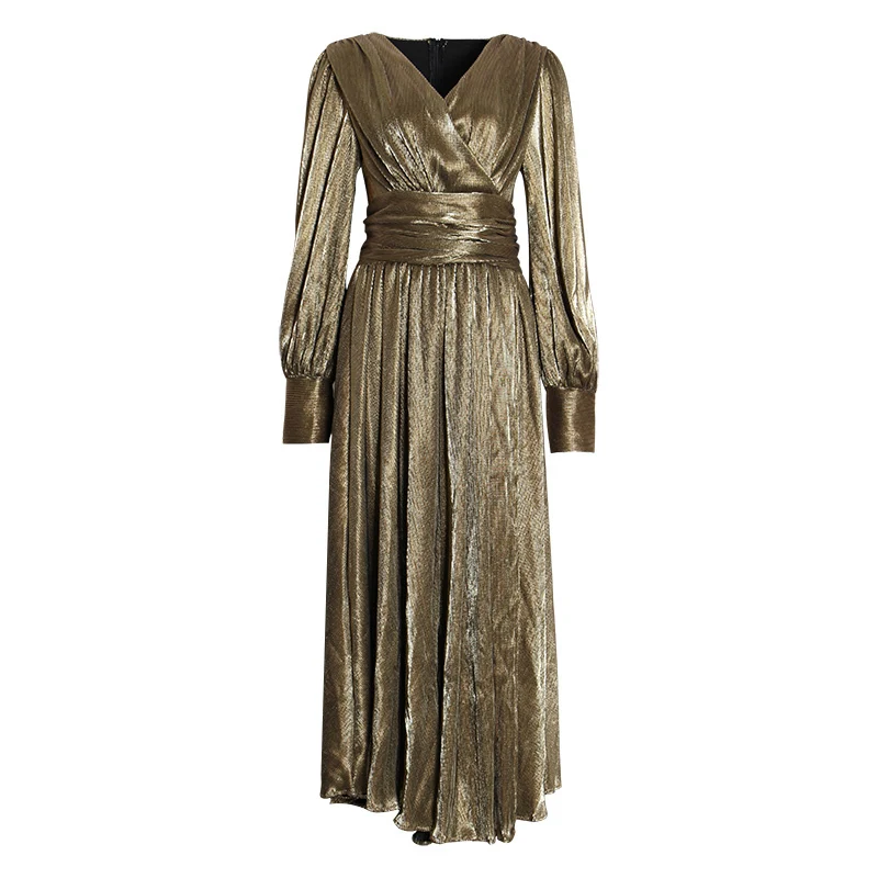 TWOTWINSTYLE velet Dresses For Women V Neck Lantern Long Sleeve High Waist maxi Dresses Female 2021 vintage Fashion New
TWOTWINSTYLE velet Dresses For Women V Neck Lantern Long Sleeve High Waist maxi Dresses Female 2021 vintage Fashion New