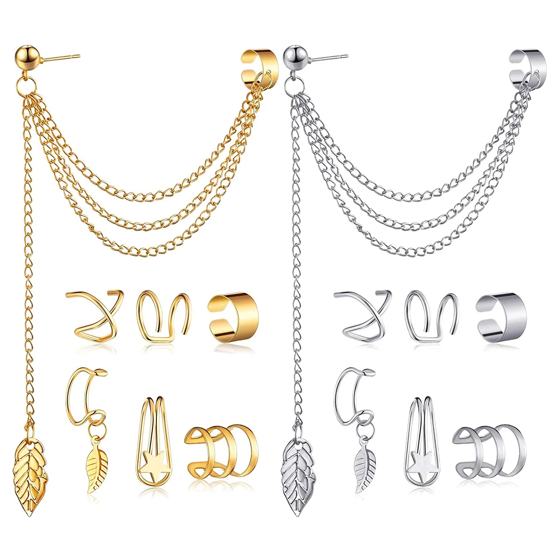 Fashion Gold Star Leaves Non-Piercing Ear Clip Earrings for Women Simple Fake Cartilage Ear Cuff Jewelry Clip Accessories
Fashion Gold Star Leaves Non-Piercing Ear Clip Earrings for Women Simple Fake Cartilage Ear Cuff Jewelry Clip Accessories