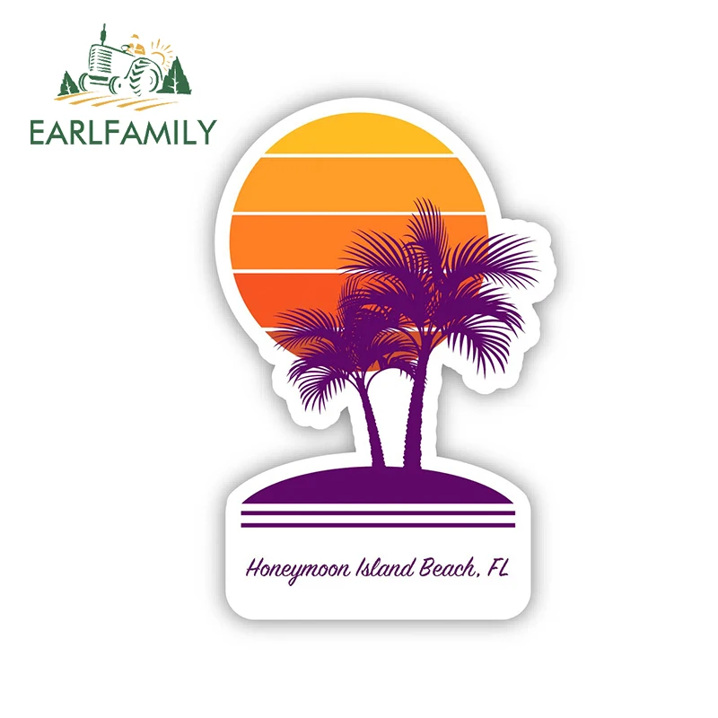 

EARLFAMILY 13cm x 8.6cm For Beach Palm Tree Car Stickers Vinyl Car Wrap Decal Air Conditioner Windshield Occlusion Scratch