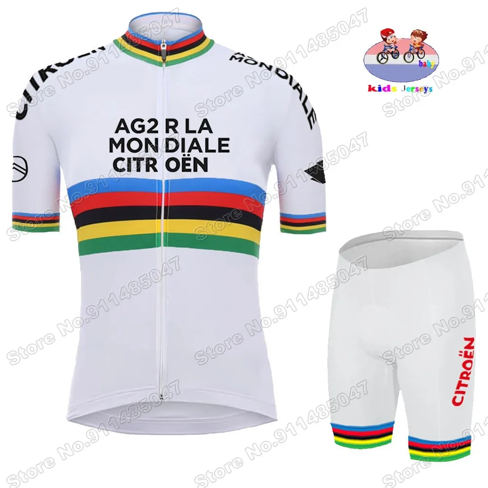 Детский комплект Ag2r Champion 2021 из белого Джерси для езды на велосипеде мальчиков и