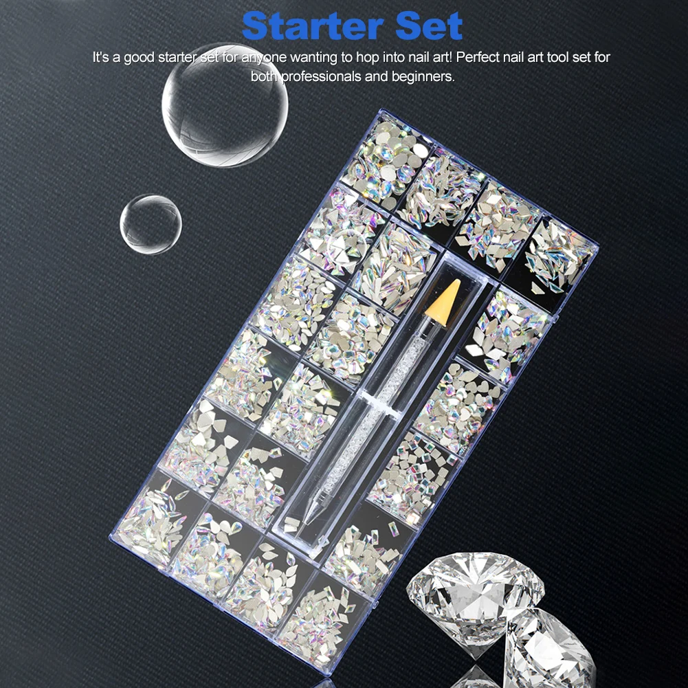 21 Grids Professional Home Salon DIY Manicure Nail Art Flat Back Rhinestone Set Multi-size AB Color DIY Nail Art Decoration
21 Grids Professional Home Salon DIY Manicure Nail Art Flat Back Rhinestone Set Multi-size AB Color DIY Nail Art Decoration