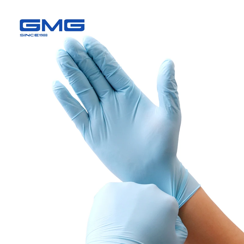 Одноразовые нитриловые перчатки GMG синие 100 шт. пищевые Уборные маслостойкие
