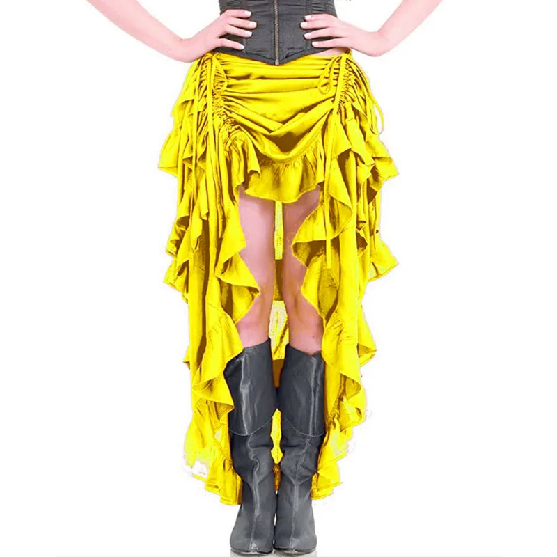 Женская длинная юбка с оборками винтажная в стиле ретро готика стимпанк Высокие Низкие костюмы юбки для