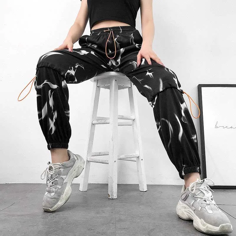 punk trousers Women Pants Streetwear Cargo Pant Female Joggers Wide Leg Trousers High Waist Plus Size Loose bottom | Женская одежда