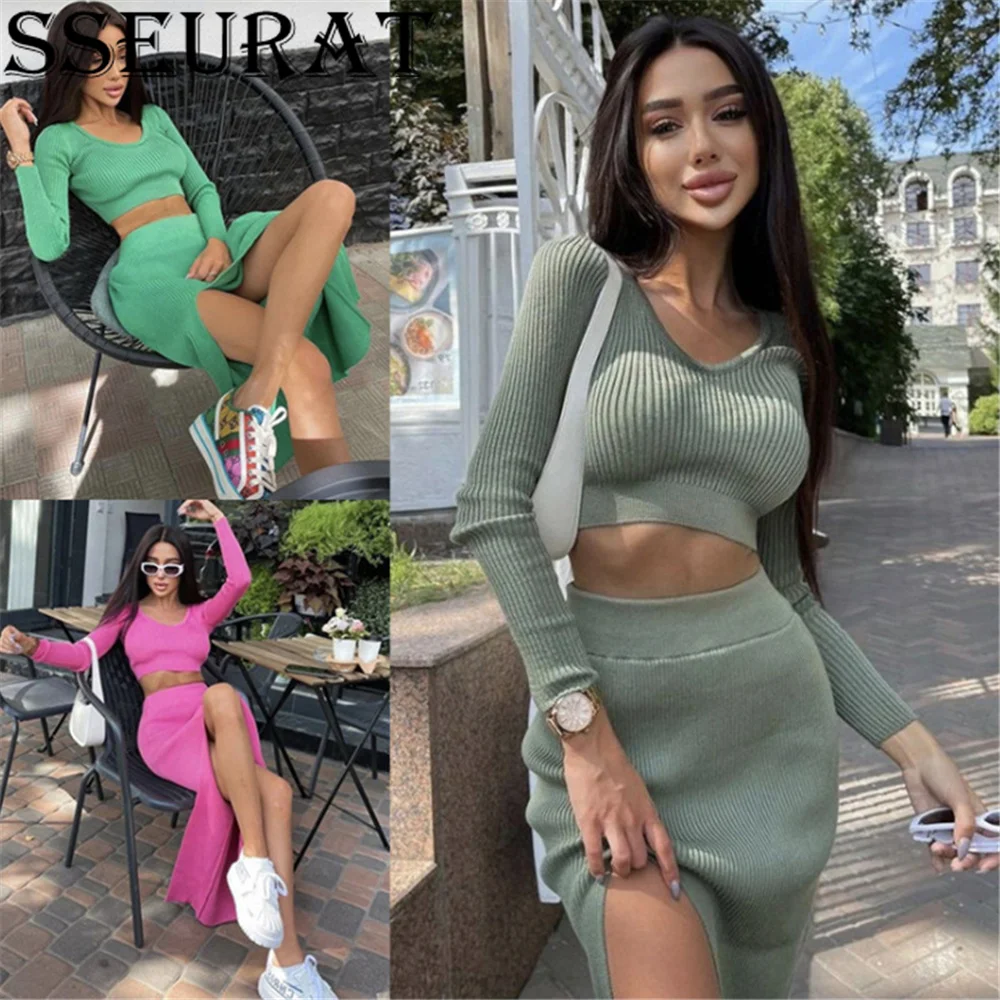 SSEURAT Autumn Winter Knitted Sexy Women Dress Sets Casual Fashion Women's Suit With Long Sleeve Pullover Top & Split Skirt
SSEURAT Autumn Winter Knitted Sexy Women Dress Sets Casual Fashion Women's Suit With Long Sleeve Pullover Top & Split Skirt