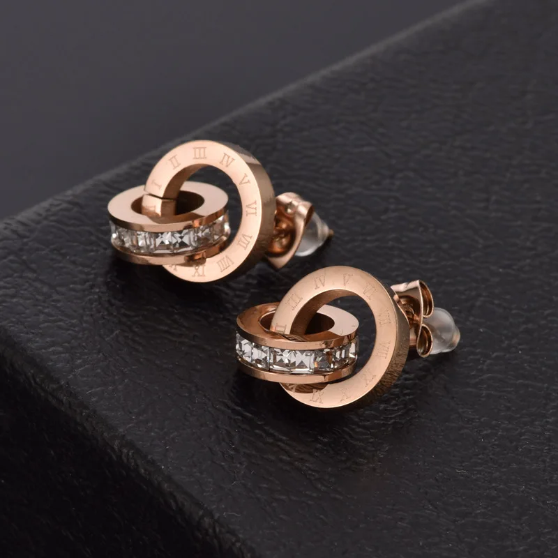 Trendy Stud Earings Fashion Jewelry Gold Rose Gold Color Earrings for Women Stainless Steel AAA Zirconia Stud Round Earrings
Trendy Stud Earings Fashion Jewelry Gold Rose Gold Color Earrings for Women Stainless Steel AAA Zirconia Stud Round Earrings