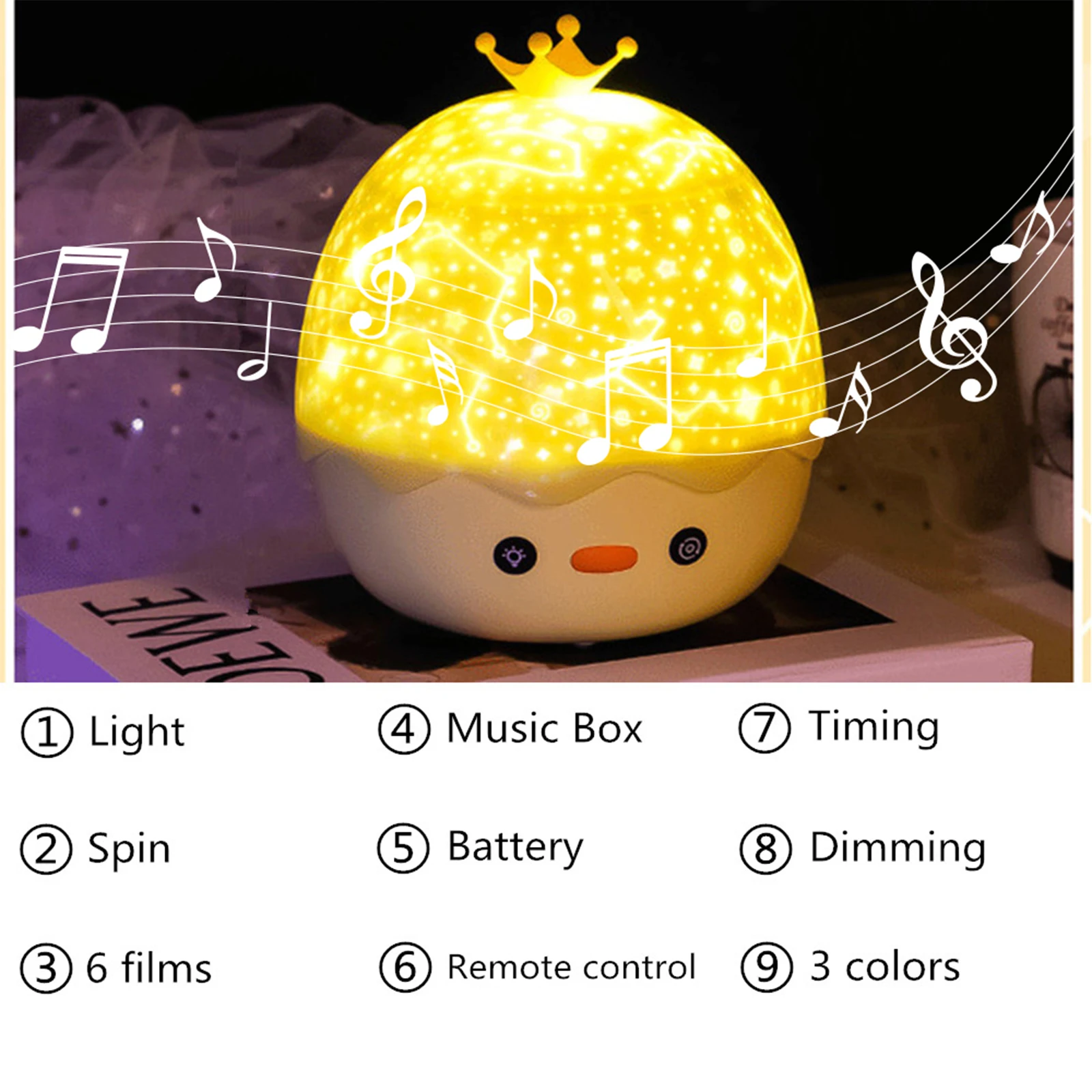 1W Night Light Yellow Crown Duck Star Projection Lamp Creative Starry Sky Lamp LED Mini Christmas Atmosphere Lamp Kids Gift
1W Night Light Yellow Crown Duck Star Projection Lamp Creative Starry Sky Lamp LED Mini Christmas Atmosphere Lamp Kids Gift