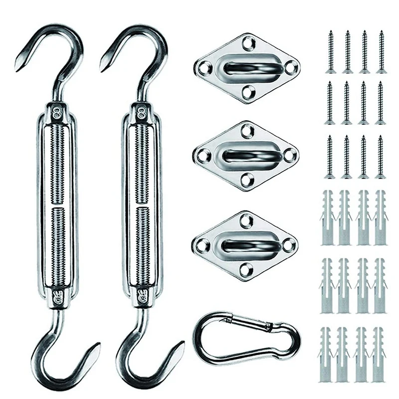 Shade Sail Hardware Kit 8 Inches Stainless Steel for Triple-cornered Heavy Duty Sun Sail Installation
Shade Sail Hardware Kit 8 Inches Stainless Steel for Triple-cornered Heavy Duty Sun Sail Installation
