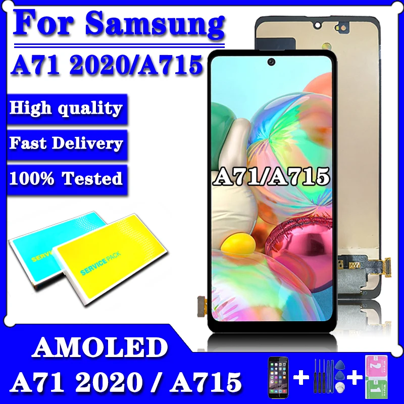ЖК-дисплей Super AMOLED для Samsung Galaxy A71, сенсорный экран с дигитайзером в сборе и рамкой для Samsung A715 A715F A715W A715X
ЖК-дисплей Super AMOLED для Samsung Galaxy A71, сенсорный экран с дигитайзером в сборе и рамкой для Samsung A715 A715F A715W A715X