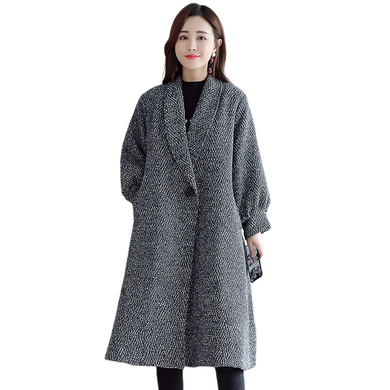 

2021 пальто для женщин осень-зима с длинным рукавом Свободный Повседневный Длинный плащ-Тренч Ourtwear женский сплошной цвет размера плюс, верхня...