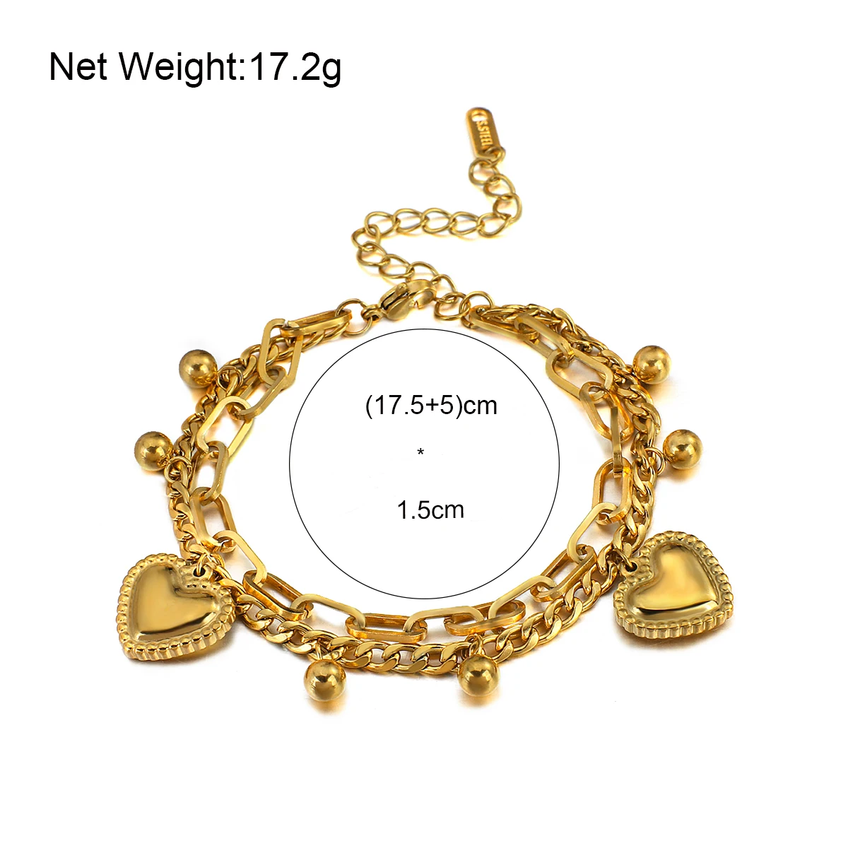 Amorcome Minimalist Double-layer Thick Chain Bracelet Heart Pendant Metal Beads Charm Bracelets Couple Jewelry Female Bijoux
Amorcome Minimalist Double-layer Thick Chain Bracelet Heart Pendant Metal Beads Charm Bracelets Couple Jewelry Female Bijoux
