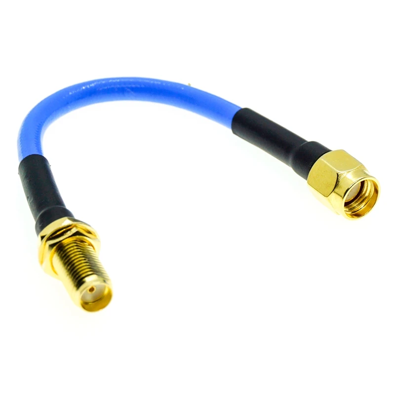 

RPSMA male to SMA female Nut Bulkhead plug connector RG405 .086" RG-405 Semi Flexible Coaxial Cable 50ohm Blue