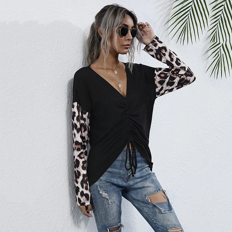 European American New Long-sleeved Stitching Leopard-print Knitted Bottoming Shirt for Women Winter All-match Sweaters Jumpers
European American New Long-sleeved Stitching Leopard-print Knitted Bottoming Shirt for Women Winter All-match Sweaters Jumpers