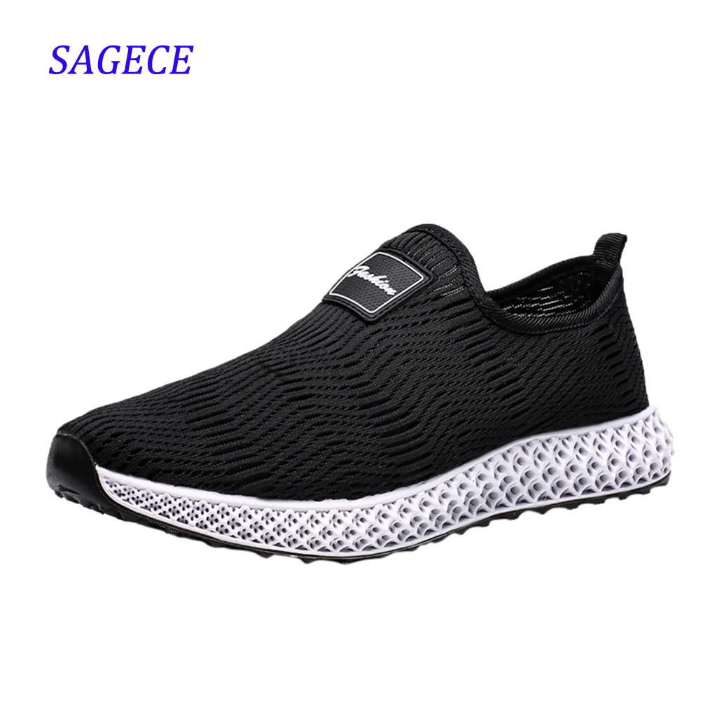 SAGACE Men's Running Shoes Fly Woven Breathable Sneakers Lace-Up Outdoor Lightweight Casual Running Shoes Zapatillas Hombre M10