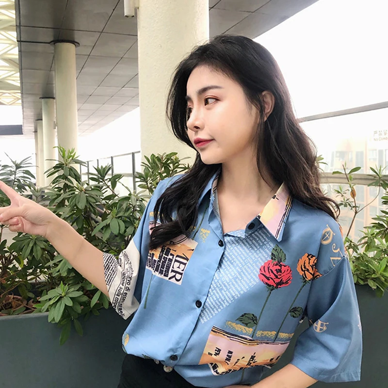 Summer Girls Retro Sweet Blouse Rose Print Short Sleeve Blouses Polo Shirts Women Floral Chiffon Blouse Loose Top Ladies
Summer Girls Retro Sweet Blouse Rose Print Short Sleeve Blouses Polo Shirts Women Floral Chiffon Blouse Loose Top Ladies