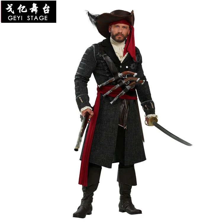Cos luxury captain Pirate Costume Halloween Easter performance costume men's black beard Pirate Costume 
Cos luxury captain Pirate Costume Halloween Easter performance costume men's black beard Pirate Costume