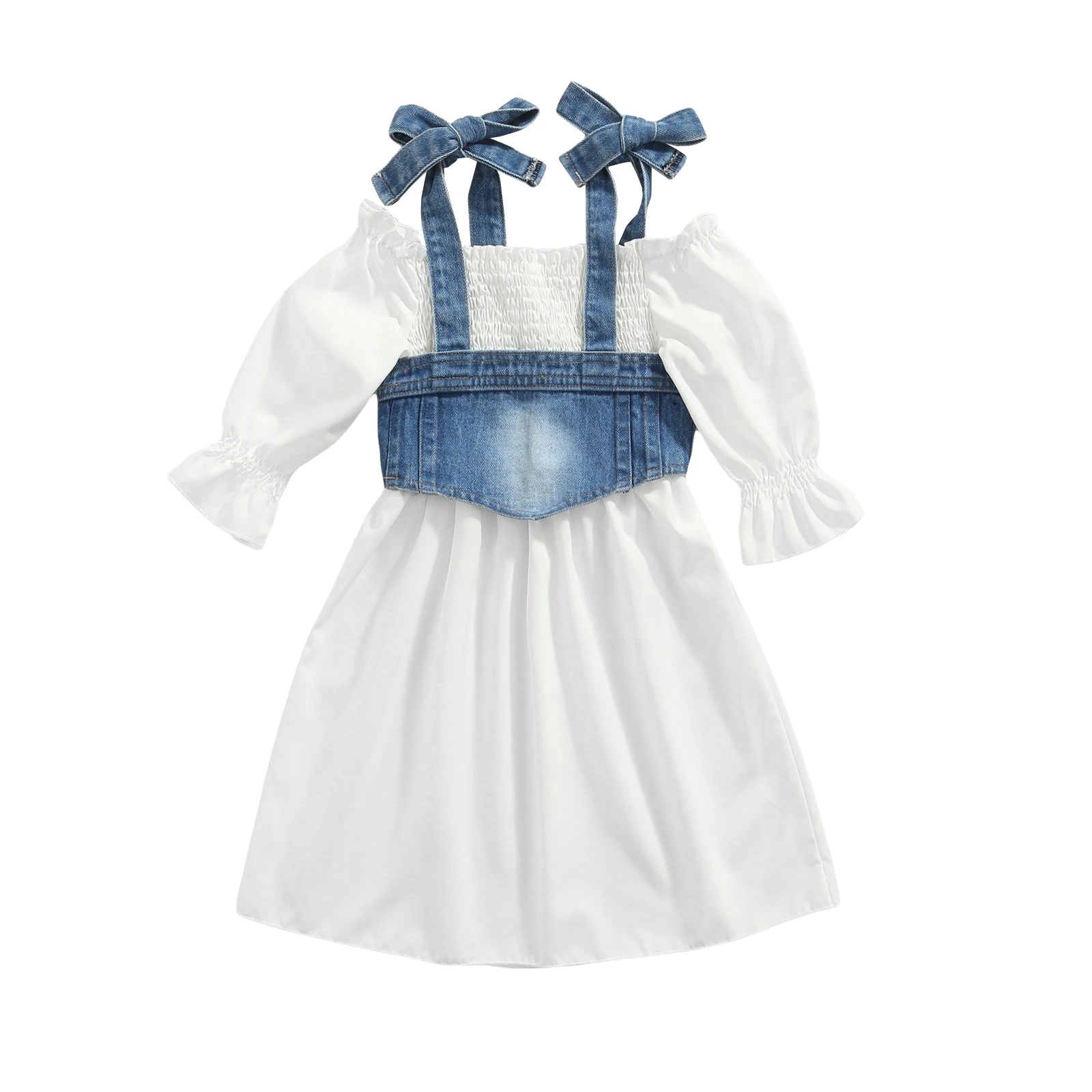 Bmnmsl 2Pcs Kids Summer Outfit Solid Color Off-Shoulder Lantern Sleeves Dress + Denim Strappy Vest for Girls, 1-5 Years
Bmnmsl 2Pcs Kids Summer Outfit Solid Color Off-Shoulder Lantern Sleeves Dress + Denim Strappy Vest for Girls, 1-5 Years