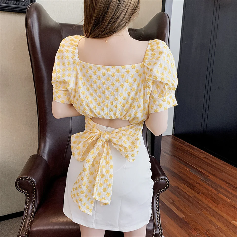 Women Summer Blouse Shirts Sweet Ladies Crop Top Blouses Korean Fashion Square Collar Bow Blusas Shirt Chic Tunic Blouse Tops
Women Summer Blouse Shirts Sweet Ladies Crop Top Blouses Korean Fashion Square Collar Bow Blusas Shirt Chic Tunic Blouse Tops
