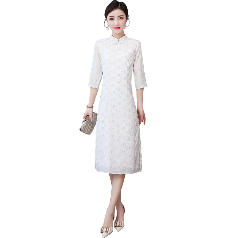 COIGARSAM Chinese Style Embroidery Women dress New Spring Summer Cheongsam Vintage Dresses 917
COIGARSAM Chinese Style Embroidery Women dress New Spring Summer Cheongsam Vintage Dresses 917