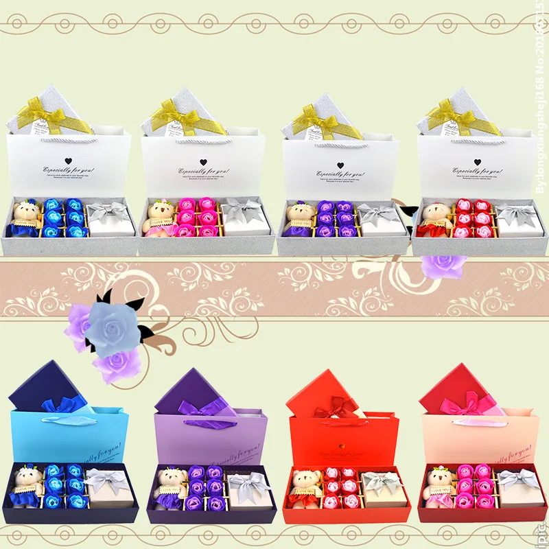 Valentine's Day Decoration 6pcs Handmade Soap Flower Bear Gift Box Set Anniversary Present Wedding Gifts for Guests Party Favors
Valentine's Day Decoration 6pcs Handmade Soap Flower Bear Gift Box Set Anniversary Present Wedding Gifts for Guests Party Favors