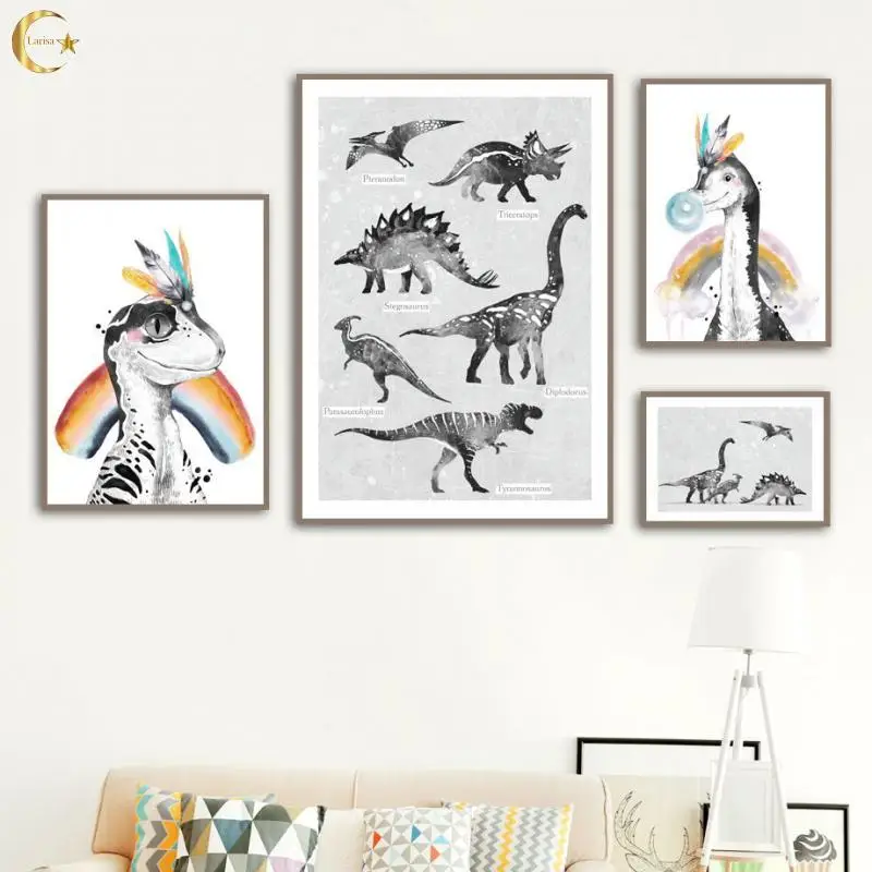Rainbow Feather Baby Dinosaur Canvas Painting Cartoon Animal Posters Nordic Wall Art Prints Pictures for Kids Room Decor
Rainbow Feather Baby Dinosaur Canvas Painting Cartoon Animal Posters Nordic Wall Art Prints Pictures for Kids Room Decor