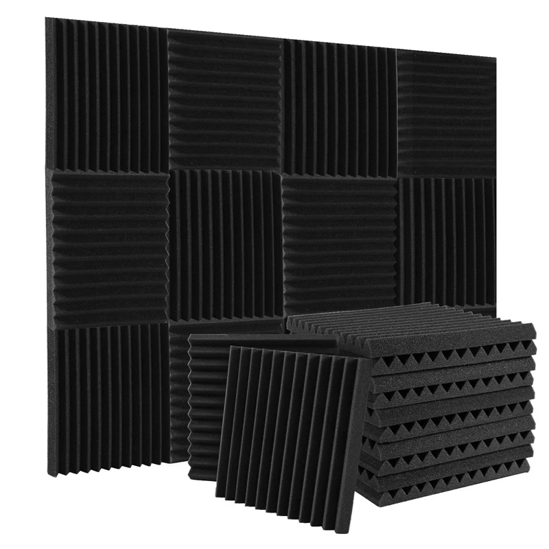 

Dropship-Acoustic Foam Panels Wedges 48 Pack Acoustic Panels(1x 12x 12)Inch Fireproof Design for Studios Homes Office Studios