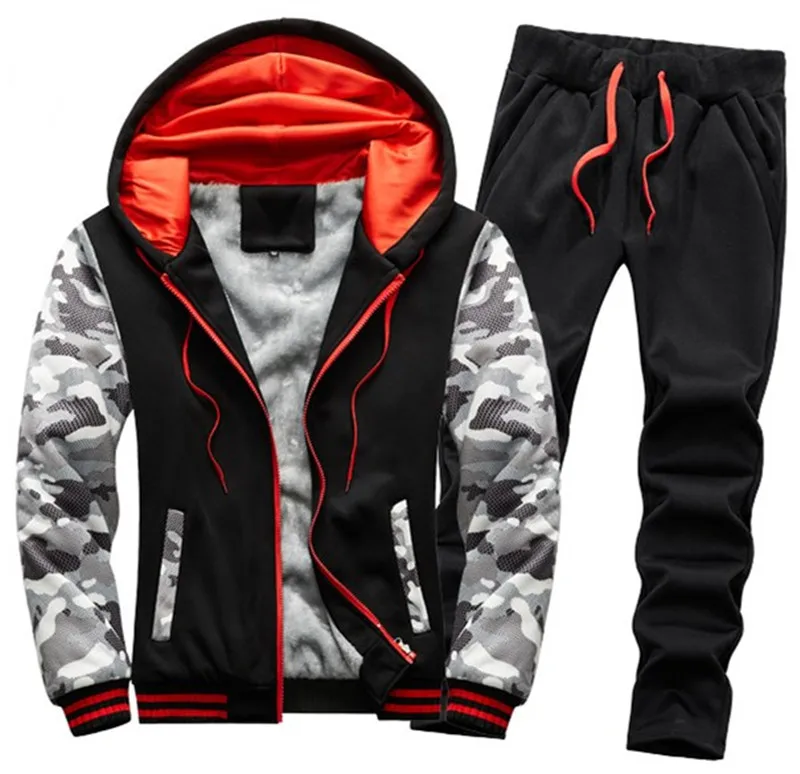 Men Winter Tracksuits Jacket Pants Plus Size Camouflage sleeves Thicken Fleece Plush Sweatshirt Sportswear Male Hooded Sporting
Men Winter Tracksuits Jacket Pants Plus Size Camouflage sleeves Thicken Fleece Plush Sweatshirt Sportswear Male Hooded Sporting