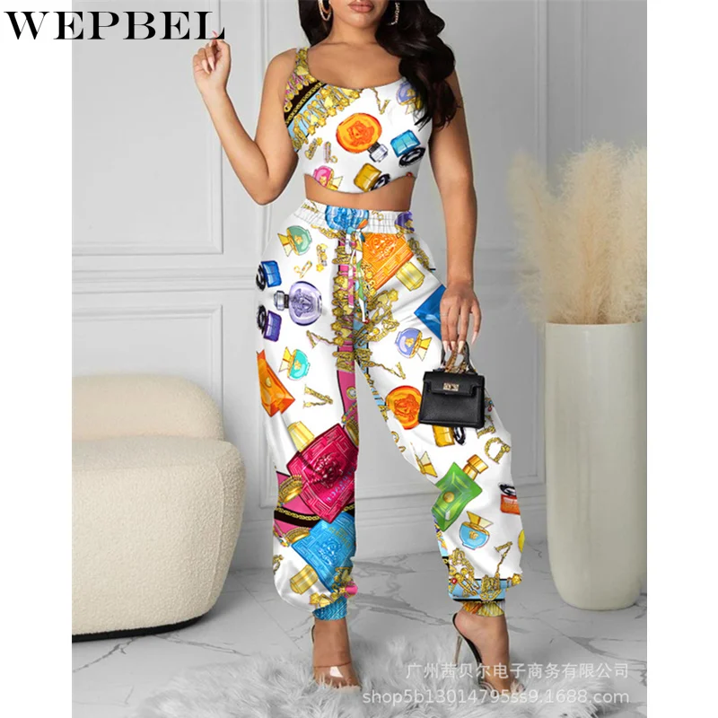 WEPBEL Women's Elegant Summer Print Outfits Tracksuit Two Piece Set Ladies Sexy Crop Top + High Waist Long Trousers Suit Set
WEPBEL Women's Elegant Summer Print Outfits Tracksuit Two Piece Set Ladies Sexy Crop Top + High Waist Long Trousers Suit Set