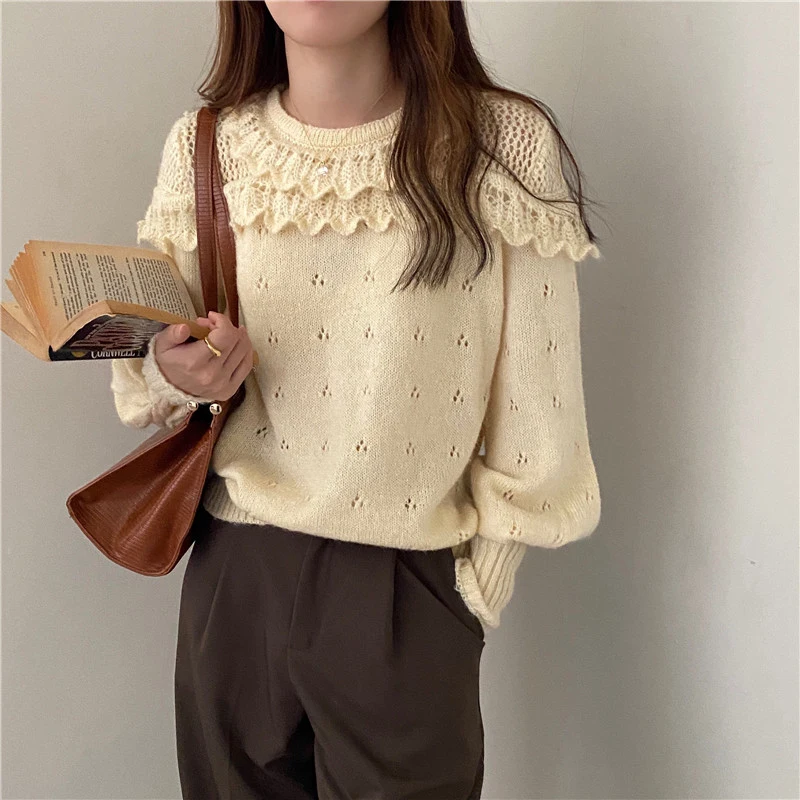 Alien Kitty Women Sweater Korean New Autumn Winter Solid Knitted Pullovers Retro Lantern Sleeve O Neck Loose Jumper Pull Femme 
Alien Kitty Women Sweater Korean New Autumn Winter Solid Knitted Pullovers Retro Lantern Sleeve O Neck Loose Jumper Pull Femme