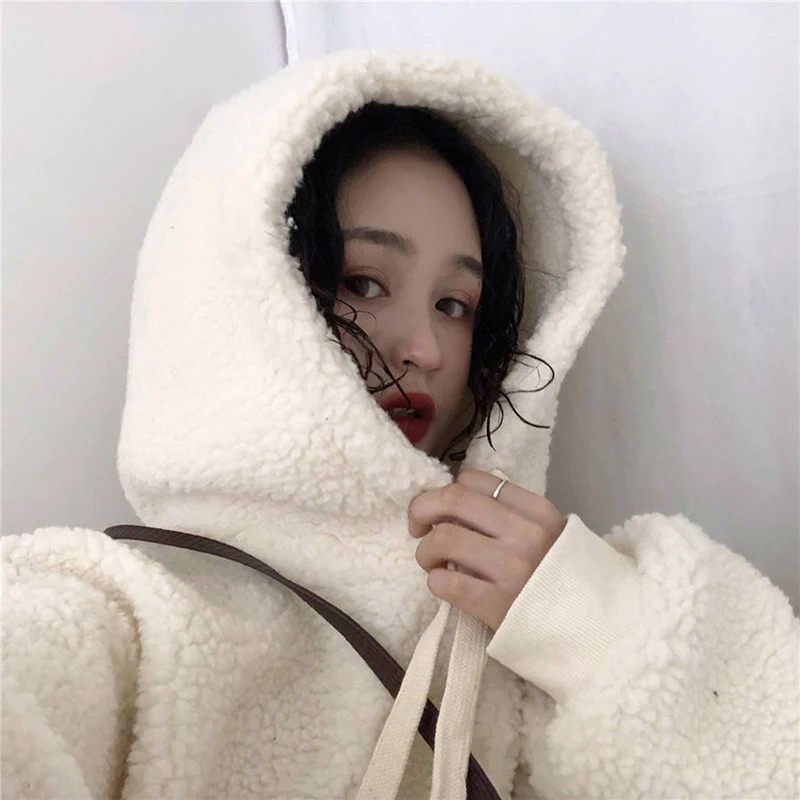 2021 зимний плюшевый теплый женский пуловер однотонный белый плюс бархатный