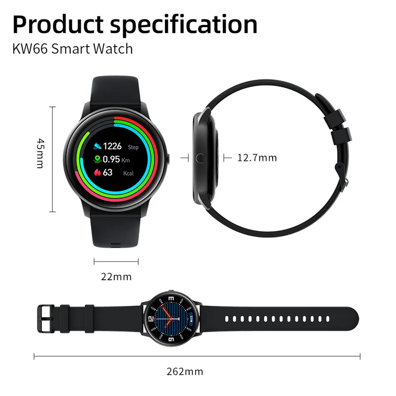 KW66 Smart Watch Women Mens Smartwatch Bluetooth 5.0 Smart Watches Heart Rate Sports Fitness Tracker IP68 Waterproof SmartWatchs
KW66 Smart Watch Women Mens Smartwatch Bluetooth 5.0 Smart Watches Heart Rate Sports Fitness Tracker IP68 Waterproof SmartWatchs