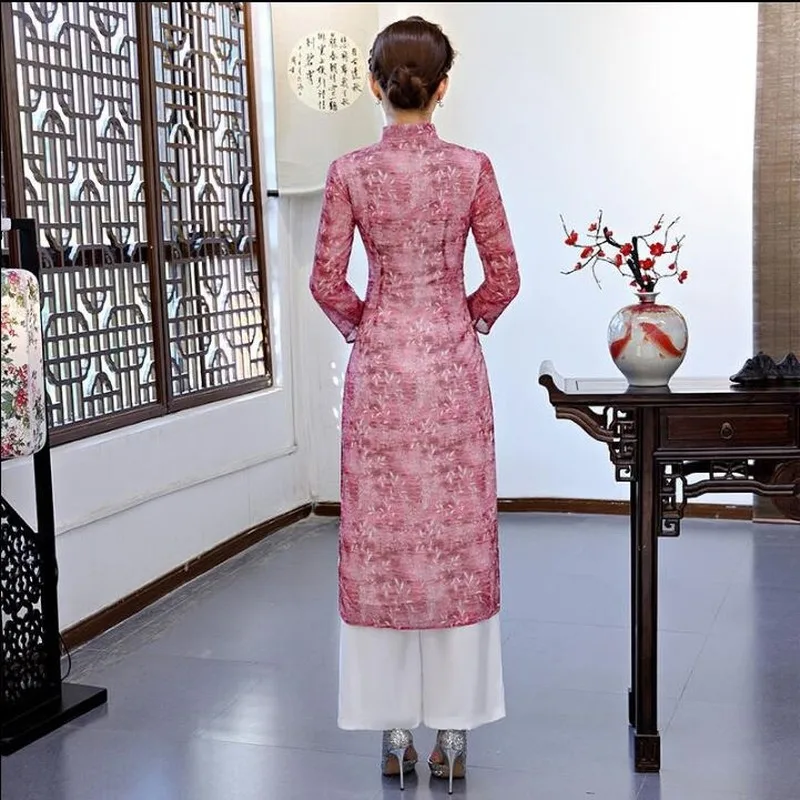 Весеннее традиционное вьетнамское китайское платье аозай женские костюмы Ципао