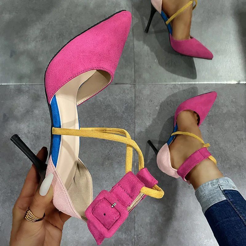 Color-blocking Suede High-heeled Sandals for Women 2021 Summer new Trend Point-toe Hollow Dress Shoes Women Sandals Single Shoes
Color-blocking Suede High-heeled Sandals for Women 2021 Summer new Trend Point-toe Hollow Dress Shoes Women Sandals Single Shoes