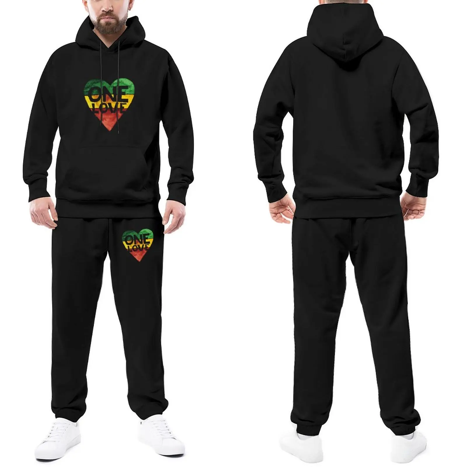 Спортивный костюм Rasta One Love Music, комплект спортивных костюмов с сердечками и корнями, модные штаны и Толстовка для мужчин
Спортивный костюм Rasta One Love Music, комплект спортивных костюмов с сердечками и корнями, модные штаны и Толстовка для мужчин