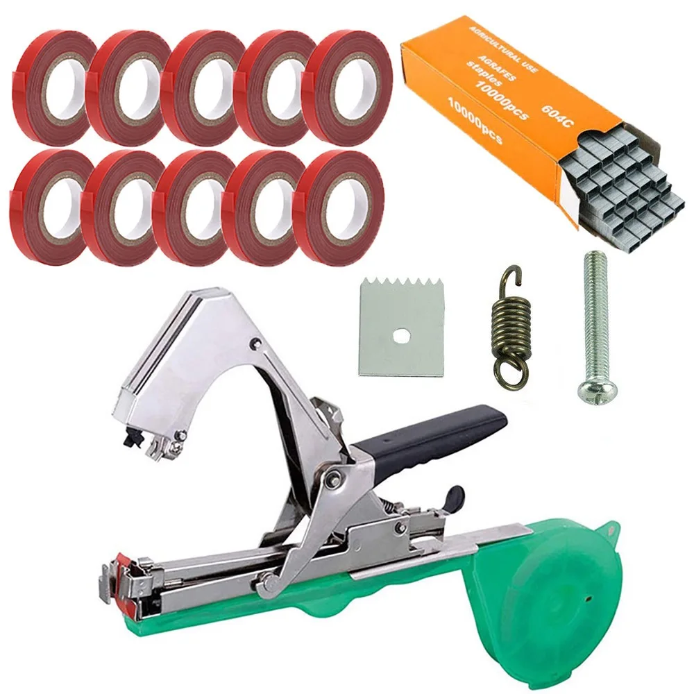 Green Plant Tying Machine Gardening Tapetool Tapener Gun with 10 Rolls of Tape 1 Box of Staple for Vegetable Grape Pepper Flower
Green Plant Tying Machine Gardening Tapetool Tapener Gun with 10 Rolls of Tape 1 Box of Staple for Vegetable Grape Pepper Flower