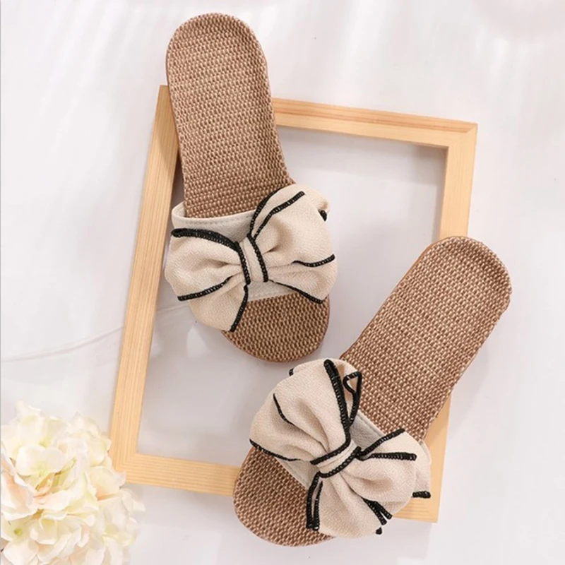 Comemore Women Summer Casual Slides Comfortable Flax Slippers Striped Bow Linen Flip Flops Platform Sandals Ladies Indoor Shoes
Comemore Women Summer Casual Slides Comfortable Flax Slippers Striped Bow Linen Flip Flops Platform Sandals Ladies Indoor Shoes