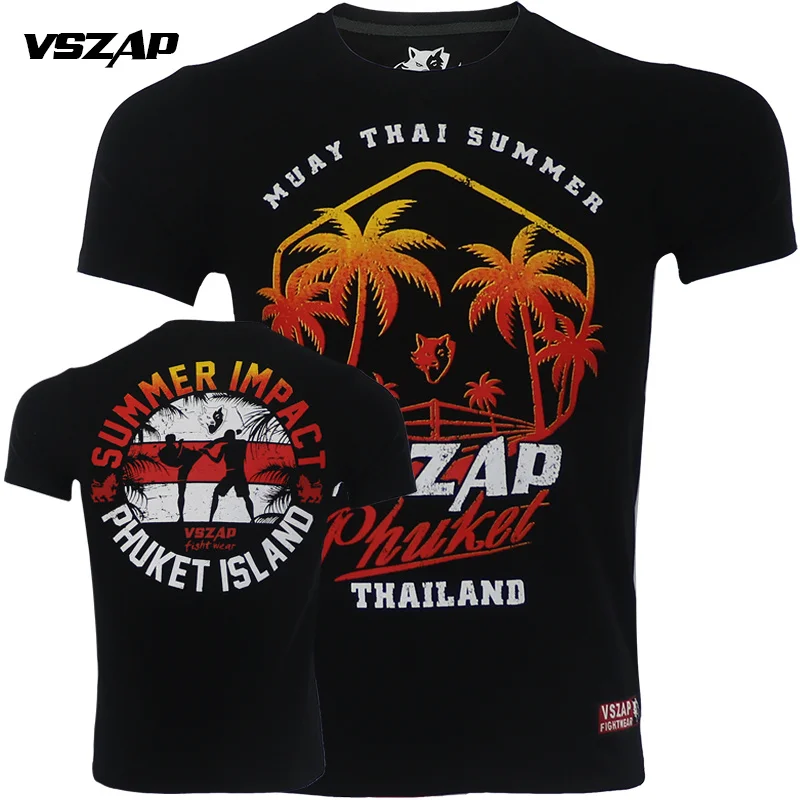 VSZAP Jerseys short sleeve T-shirt combat clothes muscle muay Thai mma cotton kick boxing Shirts boxeo jiu jitsu | Спорт и